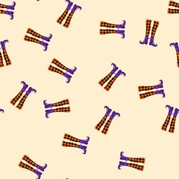 Seamless pattern halloween witch legs cartoon vector Stock Illustration