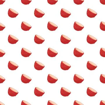 Seamless pattern with halved red strawberries on white Stock Illustration