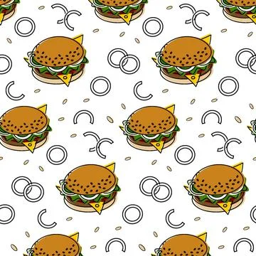 Seamless pattern from hamburgers on a transparent background. Fast food Illustrazione stock