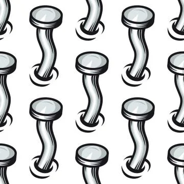 Seamless pattern of hammered crooked nails Stock Illustration