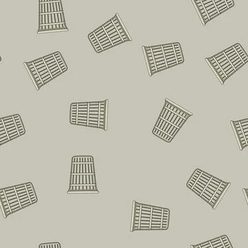 Seamless pattern hamper laundry basket plastic cartoon vector Illustrazione stock