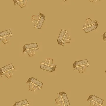 Seamless pattern hamper picnic basket cartoon vector Illustrazione stock