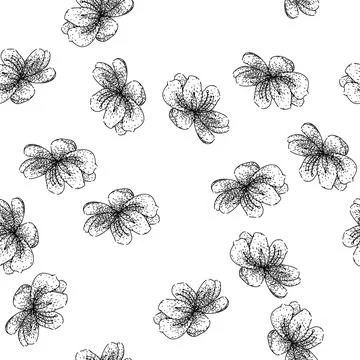 Seamless pattern hanami sakura sketch hand drawn Stock Illustration