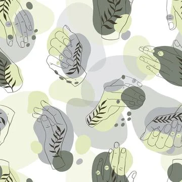 Seamless pattern hand arm women elegant.Outline hand drawn elegant style. Stock Illustration