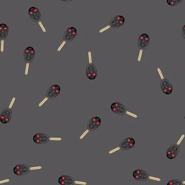 Seamless pattern hand car key cartoon vector Stock Illustration