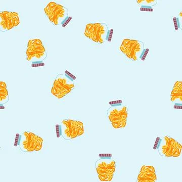 Seamless pattern hand coin jar cartoon vector Stock Illustration
