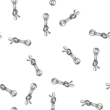 Seamless pattern Hand crank egg beater sketch drawing Stock Illustration