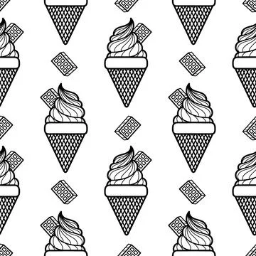 Seamless pattern of hand draw chocolate ice cream Stock Illustration