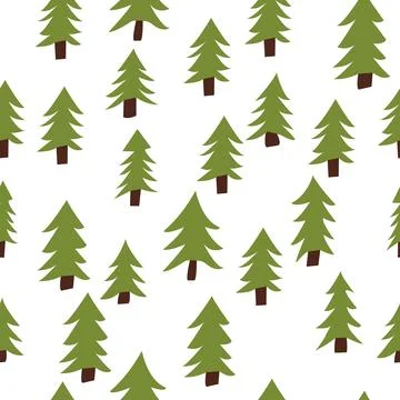 Seamless pattern with hand draw doodle fir trees Stock Illustration