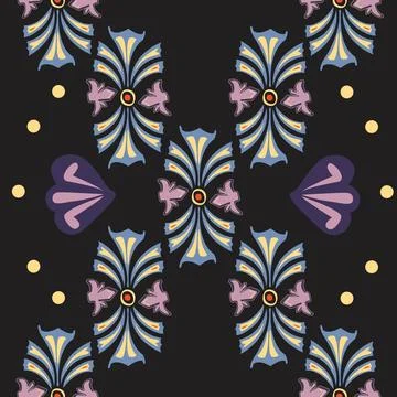 Seamless pattern with hand draw ornaments Stock Illustration