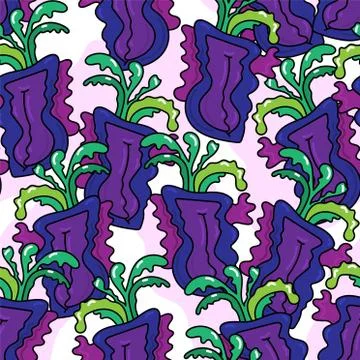 Seamless pattern with hand draw repeating abstract unusual vegetables Stock Illustration