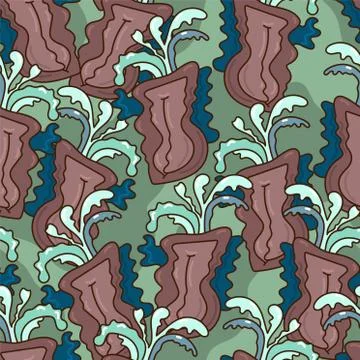 Seamless pattern with hand draw repeating abstract unusual vegetables Stock Illustration