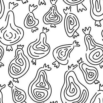 Seamless pattern with hand drawing abstract line pears Stock-Illustration