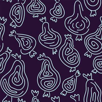 Seamless pattern with hand drawing abstract line pears Stock Illustration