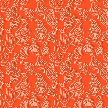 Seamless pattern with hand drawing abstract line pears Stock Illustration