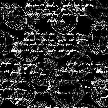Seamless pattern. Hand drawing black white sketch fruits Illustrazione stock