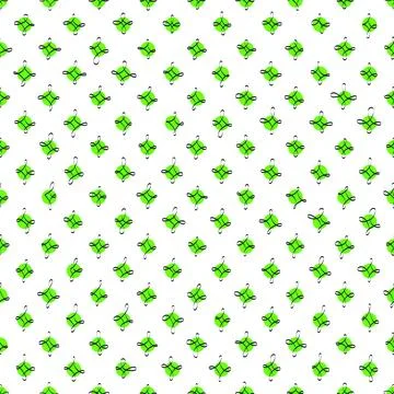 Seamless pattern with hand drawing curly lines on polka dot Stock Illustration