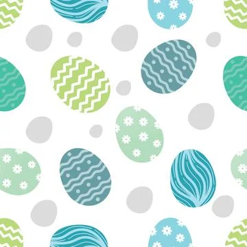 Seamless pattern of hand drawing eggs, Easter Day background. 스톡 일러스트