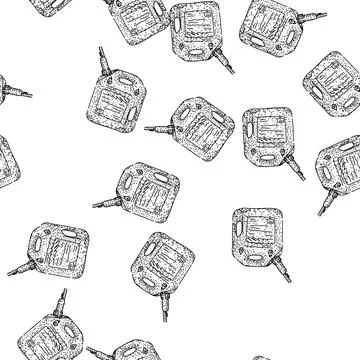 Seamless pattern Hand drawing fuel can with spout and flame symbols Illustrazione stock