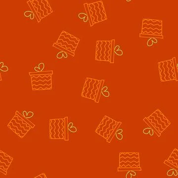 Seamless pattern hand drawing gift box showing heart shaped bow Stock Illustration