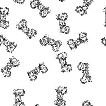 Seamless pattern Hand drawing intricate opera glasses for theater performance Stock Illustration