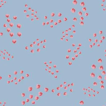 Seamless pattern with hand drawing lily of the valley on blue background. Vec Illustrazione stock