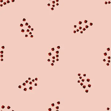 Seamless pattern with hand drawing lily of the valley on pastel pink backgrou Stock Illustration