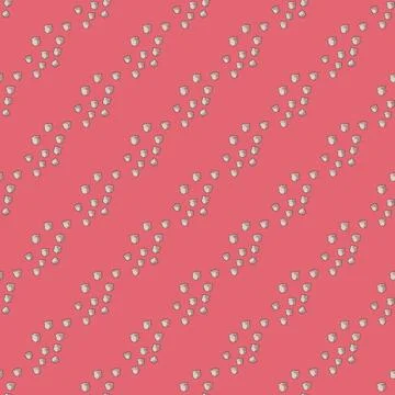 Seamless pattern with hand drawing lily of the valley on bright pink backgrou Stock Illustration