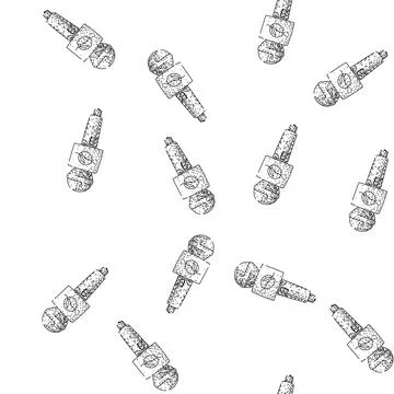 Seamless pattern Hand drawing news microphone presenting media information Illustrazione stock