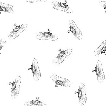 Seamless pattern Hand drawing paper boat sailing on water surface Illustrazione stock