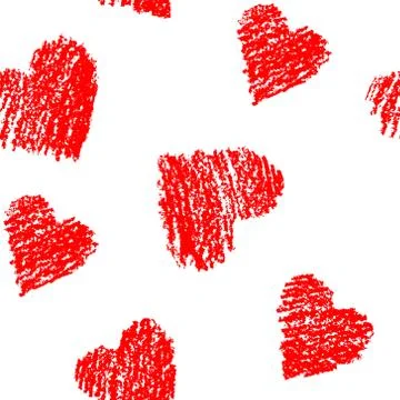 Seamless pattern hand drawing red heart. Valentine`s design element vector Illustrazione stock