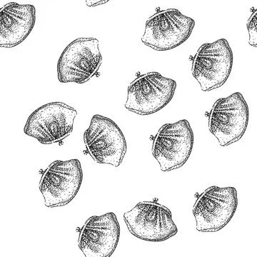 Seamless pattern Hand drawing retro style money coin purse Stock Illustration