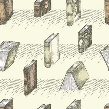 Seamless pattern with hand drawing sketch vintage books for Illustrazione stock