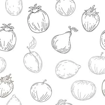 Seamless pattern. Hand drawing sketch fruits Stock Illustration