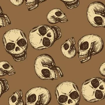 Seamless pattern  hand drawing skull Illustrazione stock