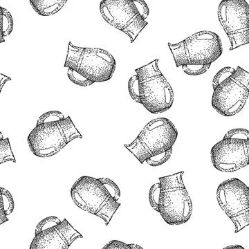Seamless pattern Hand drawing traditional jug pouring refreshing beverage Stock Illustration