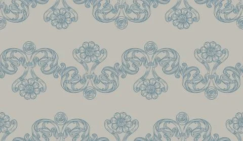 Seamless pattern hand drawing trendy baroque ornament vector Stock Illustration