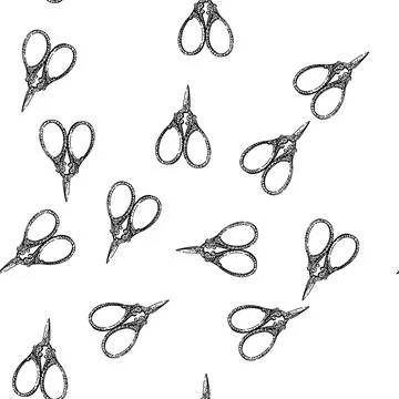 Seamless pattern Hand drawing vintage style antique decorative scissors Illustrazione stock