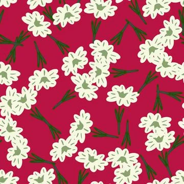 Seamless pattern with hand drawing wild flowers on pink background. Vector fl Stockillustratie