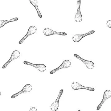 Seamless pattern Hand drawing wooden spoon kitchen utensil sketch Stock Illustration