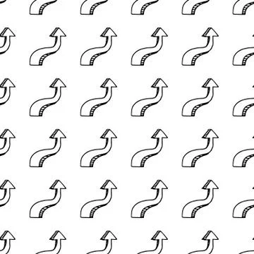 Seamless pattern hand drawn 3D arrow doodle icon. Hand drawn black sketch. Si Stock Illustration