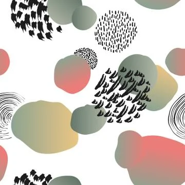 Seamless pattern, hand drawn abstract circle shape on white background イラスト素材