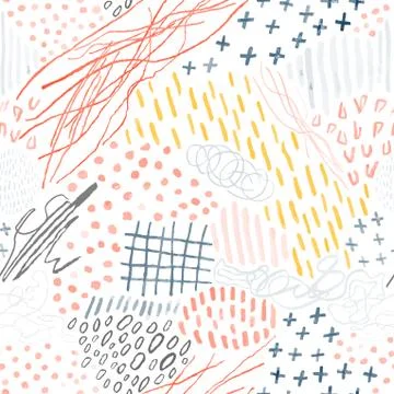 Seamless pattern with hand drawn abstract lines, doodles Stockillustratie