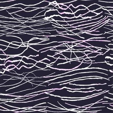 Seamless pattern with hand drawn abstract lines, doodles Stock Illustration