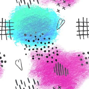 Seamless pattern with hand drawn abstract lpencil spots, doodles Stock Illustration