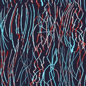 Seamless pattern with hand drawn abstract lines, doodles Stock Illustration