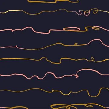 Seamless pattern with hand drawn abstract horisontal lines, doodles 스톡 일러스트