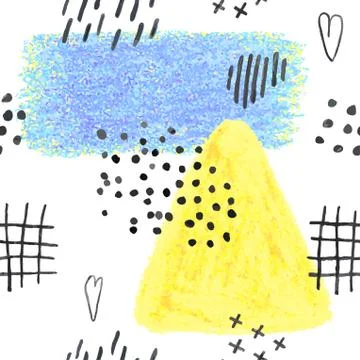 Seamless pattern with hand drawn abstract lpencil spots, doodles Stock Illustration