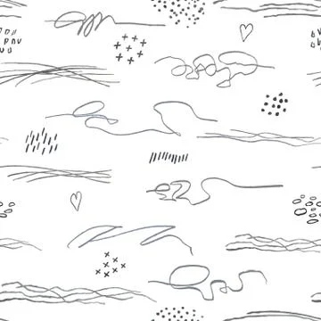 Seamless pattern with hand drawn abstract lines, doodles Illustrazione stock