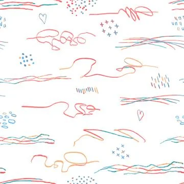 Seamless pattern with hand drawn abstract lines, doodles Illustrazione stock